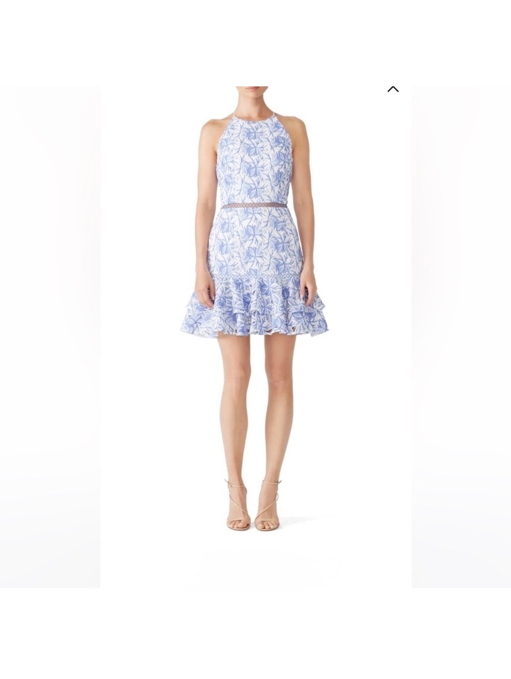 Keepsake the Label Wild Things Lace Mini Dress Blue White Small Sleeveless